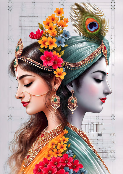 3D Radha Krishna Metal Sheet Frame