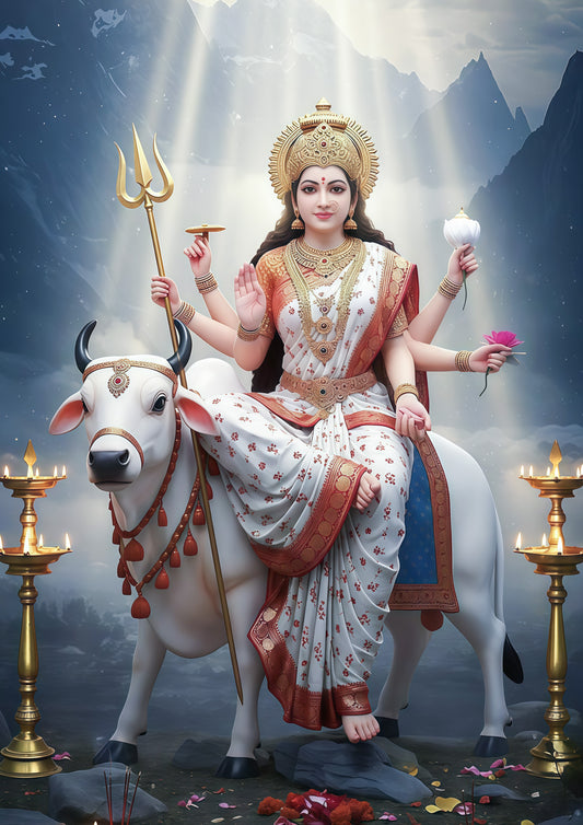 Maa Durga on Nandi 3D Metal Sheet Frame