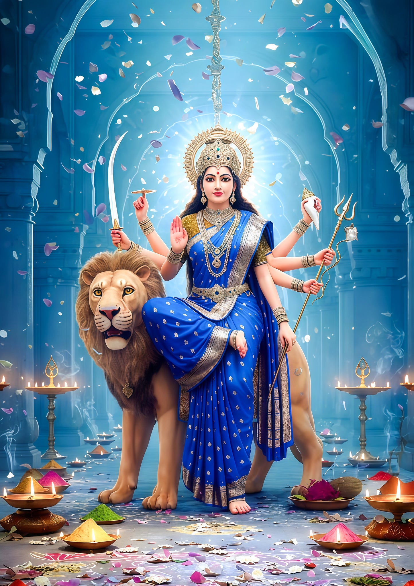 Maa Durga 3D Metal Sheet Photo Frame