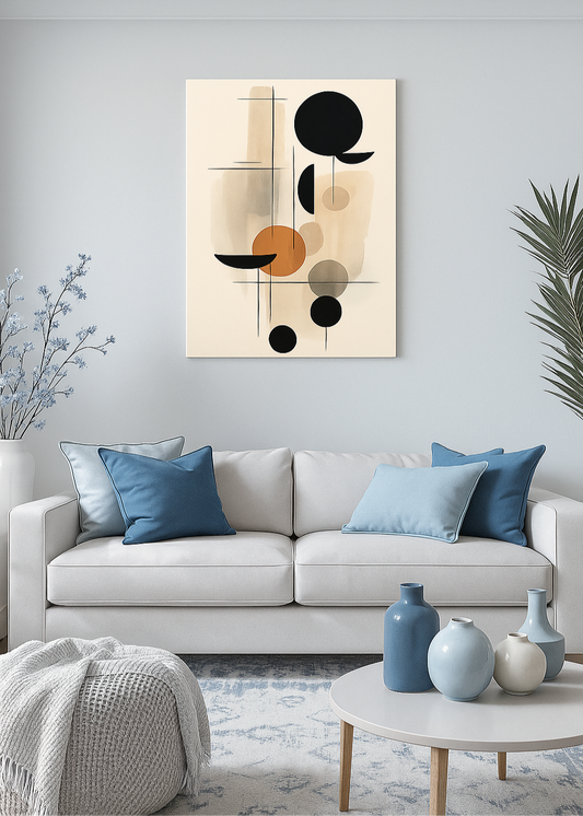 Modern Abstract Geometric 3D Acrylic Photo Frame – Beige & Black