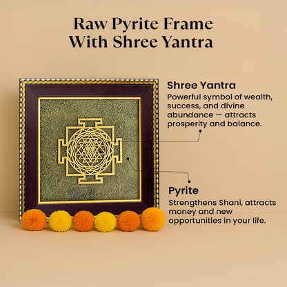 Shree Yantra on Raw Pyrite Frame