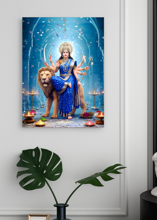 Maa Durga 3D Metal Sheet Photo Frame