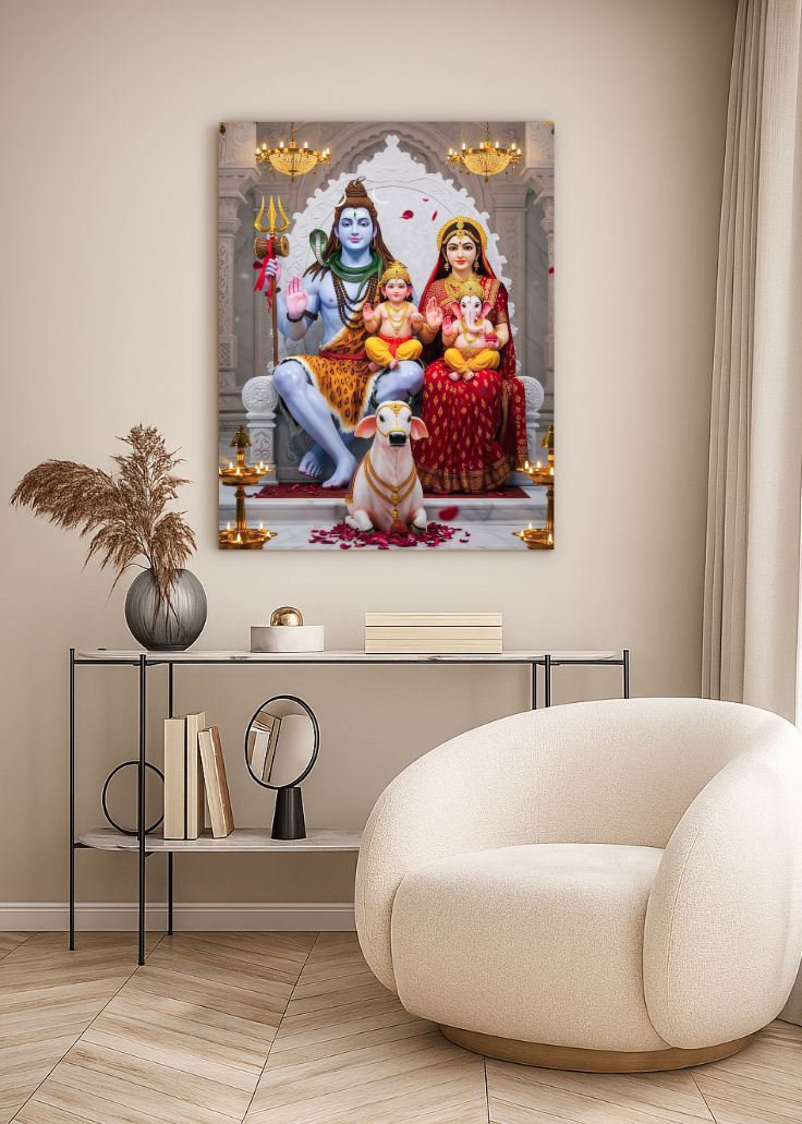 3D Metal Shiva Parivar Photo Frame